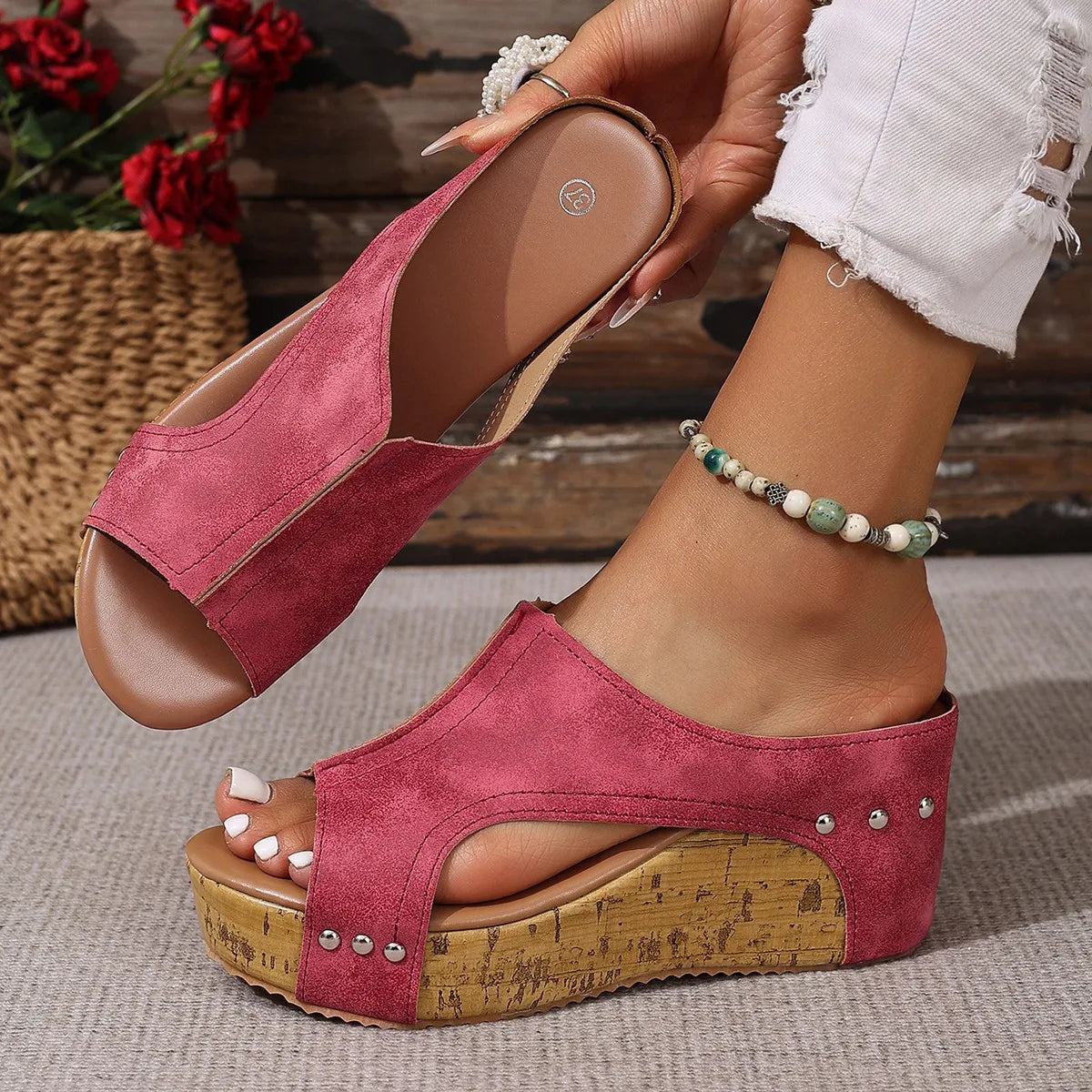 Sandales Clogs Talon Épais Rehaussantes Femme 2025 – Plage Slides Été Outdoor