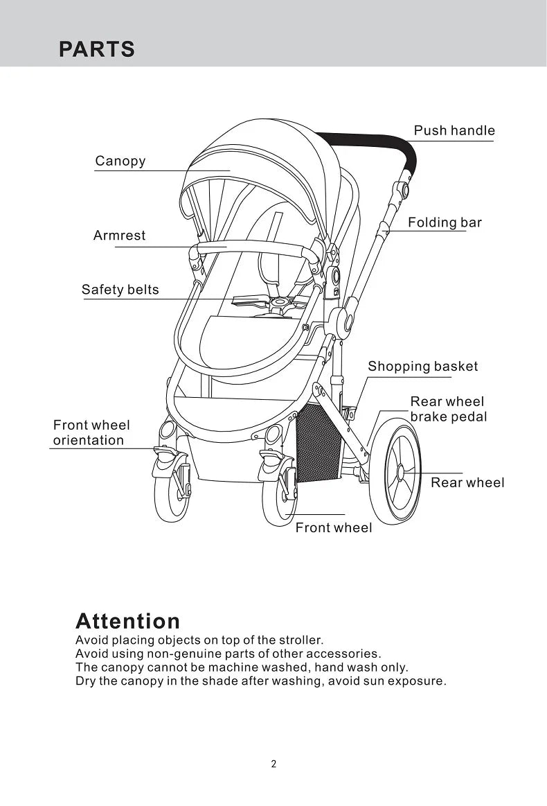 Poussette Bébé 3 en 1 Luxe Pliable Noire – Cadre Aluminium, Haute Vue, Nacelle & Siège | Voyage Nouveau-Né & Nourrisson