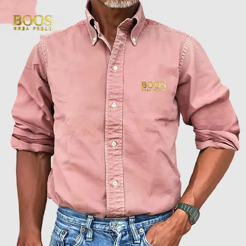 Chemise Homme Couleur Unie Col Boutonné 4 Saisons – Casual Business Urbain Polyvalent Raffiné | Mode Homme