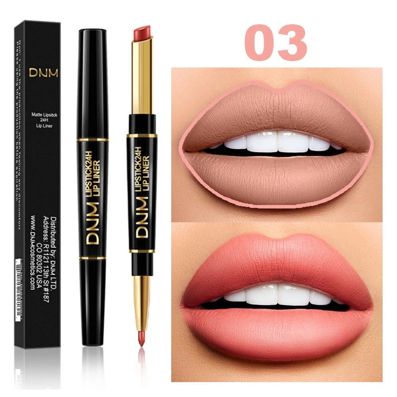 Crayon Lèvres 2-en-1 Mat – Rouge à Lèvres & Contour | Waterproof Longue Tenue