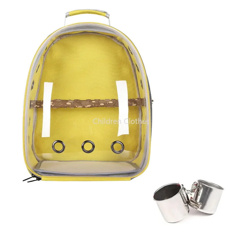 Sac Transport Perroquet & Oiseaux Backpack Acrylique – Perchoir, Mangeoire, Cage Portable | Perruche, Cocatièl & Lapin