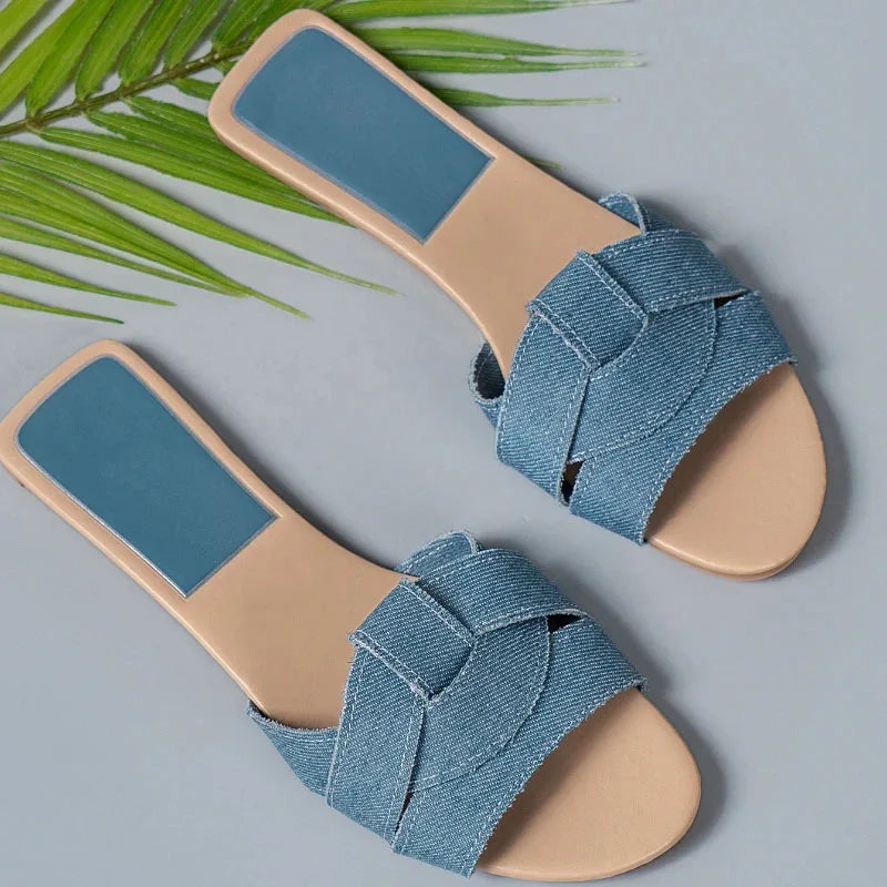 Mules Designer Couleur Unie Femme Été – Slippers Fashion Confortables Zapatos De Mujer