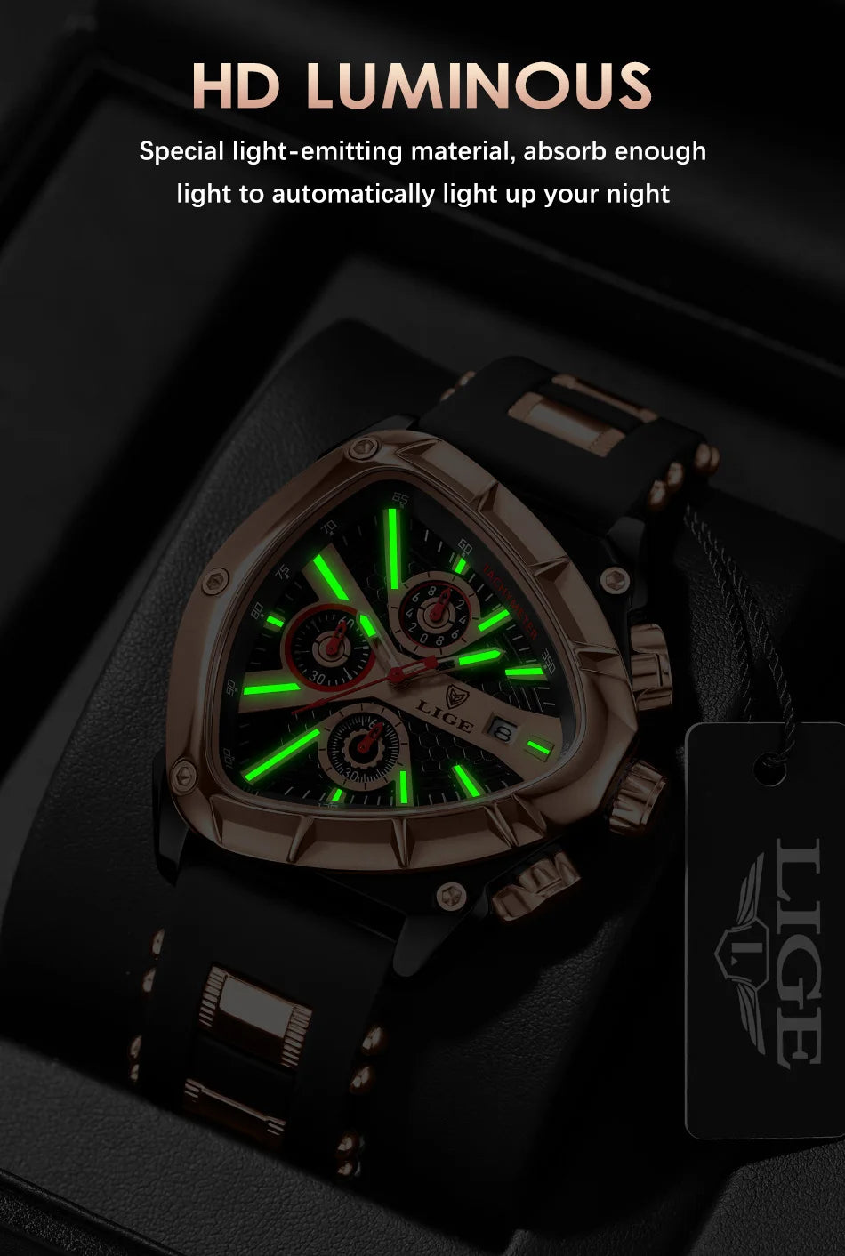 Herrenuhr LIGE Chronograph Militär Sport Armbanduhr Quarz Wasserdicht Luxus Trendig | LIGE Chronograph Militär Premium-Uhr