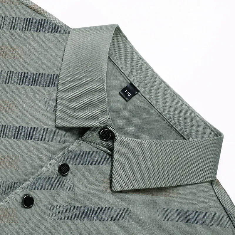 Polo für Herren, modisch, kurze Ärmel, Reverskragen, diagonale Streifen, bedruckt, lässig, Business, Golf, trendig, elegant – Premium Polo gestreift | Herrenmode Business Premium