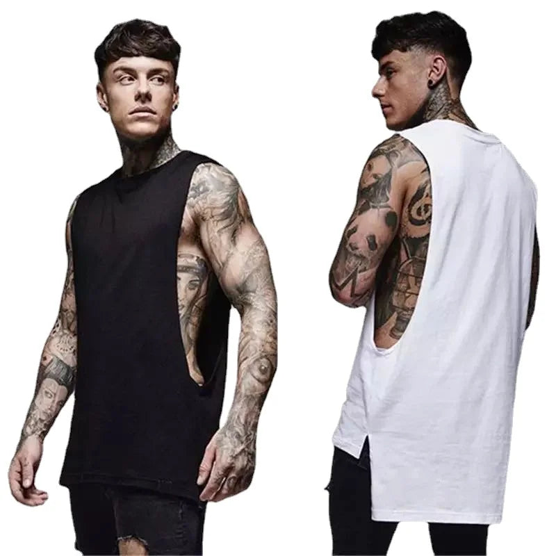 Débardeur Long Homme Coton – Style Hip Hop & Gym | Sans Manches Casual & Fitness | Streetwear Été Tendance