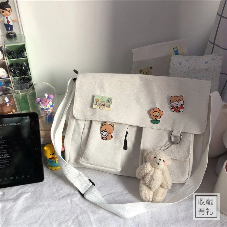 Sac Messenger Femme Toile Imprimée – Satchel Bandoulière Casual Fille École Mode