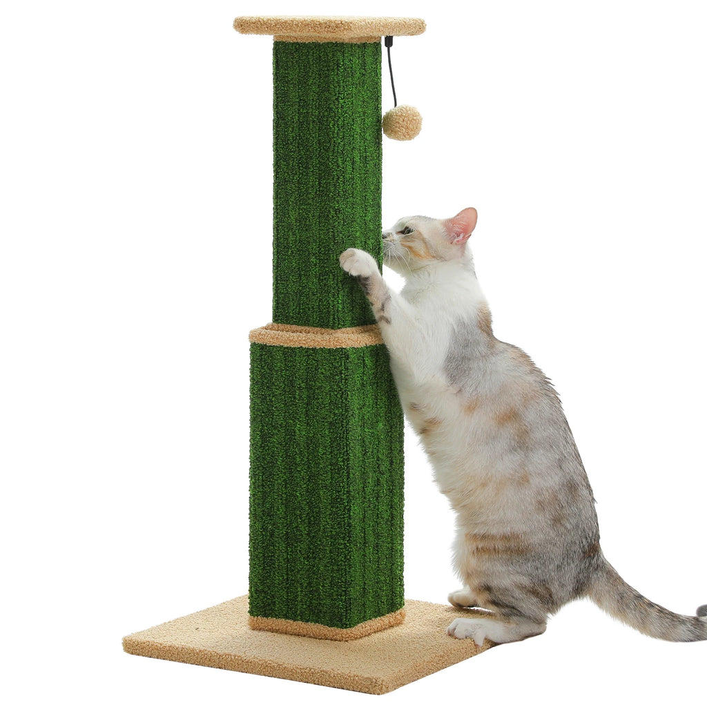 Grand Griffoir Chat Sisal Tressé – Balle Suspendue, Haute Colonne, Jouet & Grattoir pour Chats d'Intérieur Adultes
