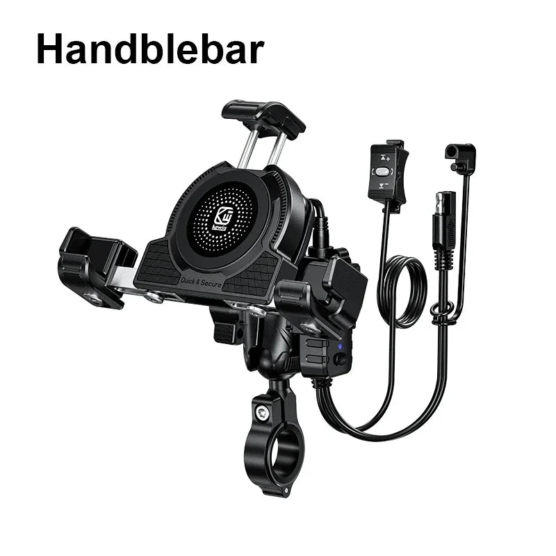 Support Téléphone Moto Chargeur Sans Fil 15W + USB-C 36W – Anti-Vol Anti-Vibration Guidon