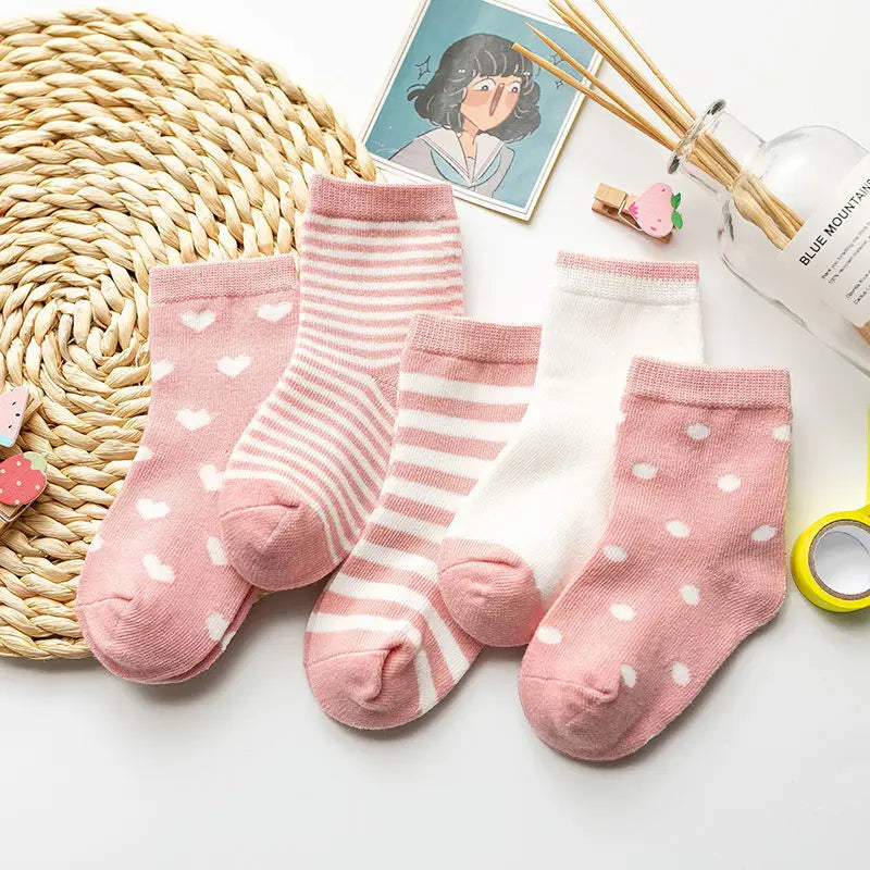 5er-Pack Kindersocken Baumwolle Tiermuster – Frühling Herbst Baby Jungen Mädchen 0-6 Jahre