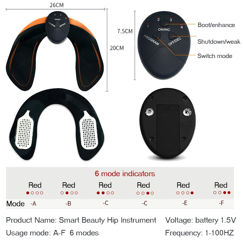 EMS ABS Stimulator Hip Trainer Abdominal Exercise Fitness Body Slimming Massager Stickers Weight Loss Massager Muscle Stimulator