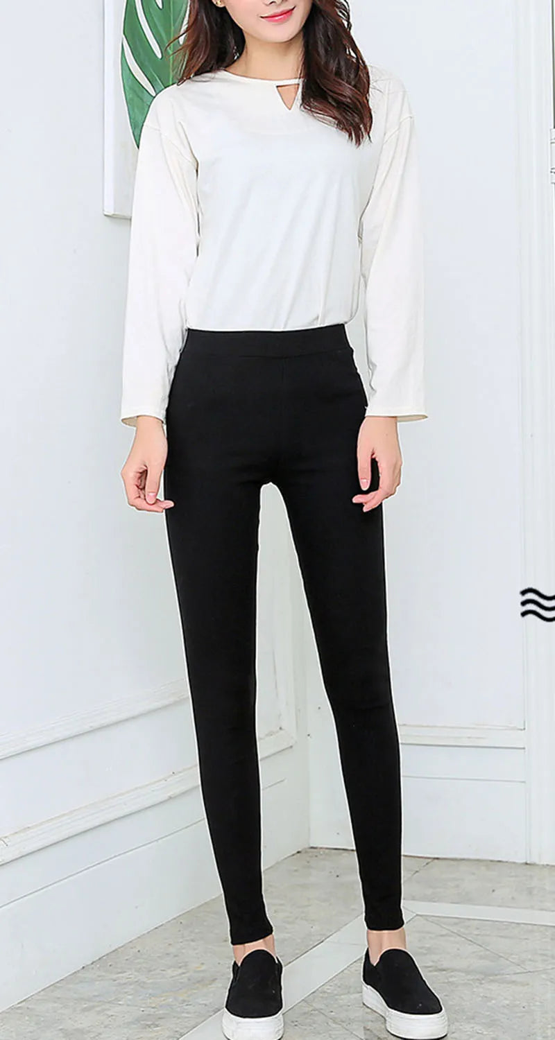 Jean Crayon Femme Noir Slim Stretch Style Coréen Taille Haute Longueur Cheville – Pantalon Denim Élégant Bureau | Automne