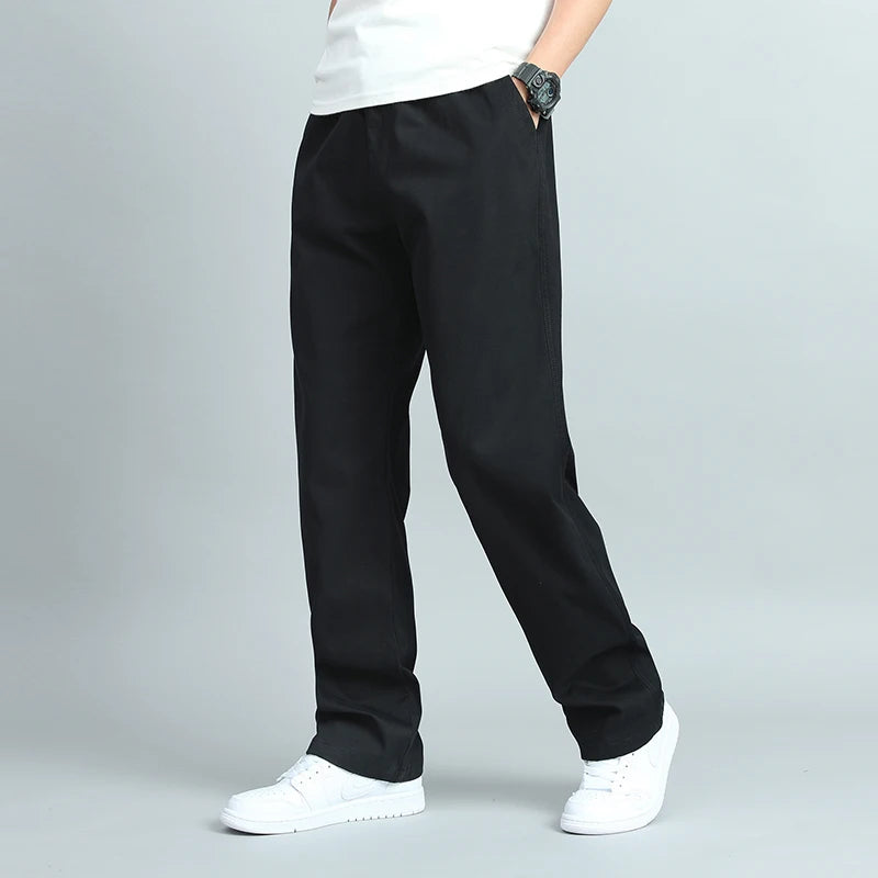 Pantalon Homme Grande Taille Coton Casual Loose Fit Coupe Droite Multi-Poches Jogger – Été Automne | Mode Homme Confort