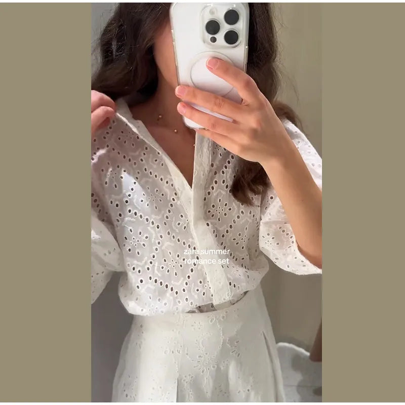 Ensemble 2 Pièces Femme - Chemise Boutons À Franges & Jupe Plissée Zippée | Urban Lady