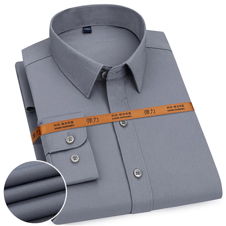 Chemise Homme Slim Fit Couleur Unie – Business Casual Classique Manches Longues Légère | Mode Homme Premium