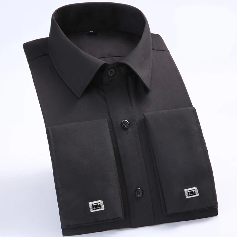 Chemise Homme Classique Poignets Français Manches Longues Coupe Standard – Formelle Business Mariage Bureau Blanche Élégante | Mode Homme Premium