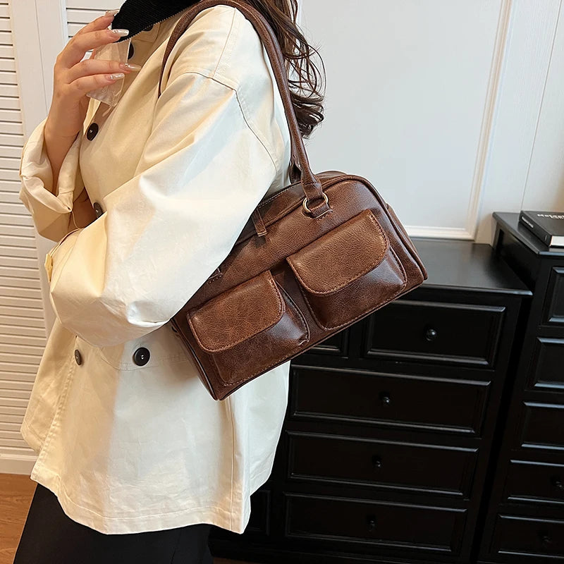 Mini Sac Épaule Double Poche Femme – Sac Aisselle Tendance 2025 Designer Luxe Purse