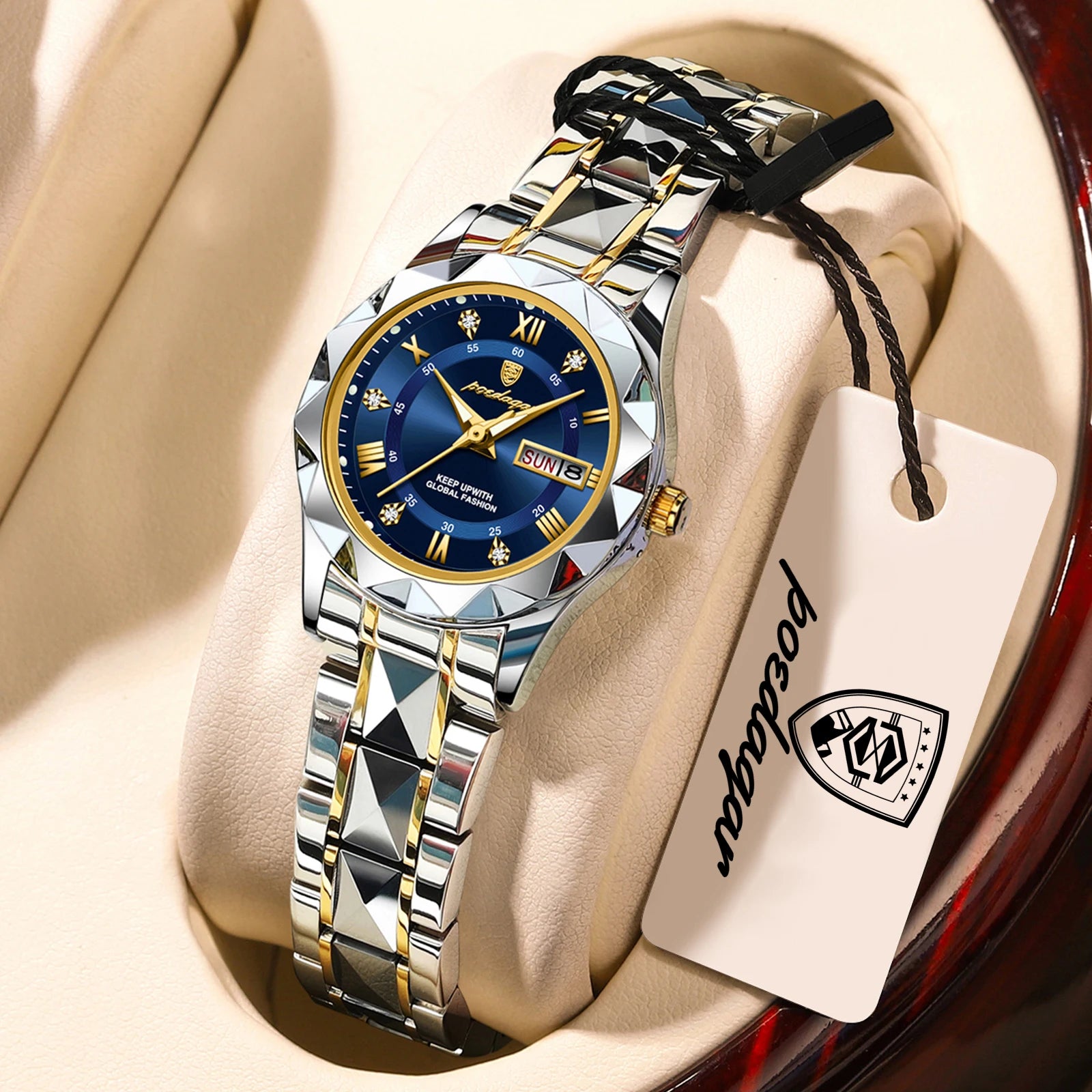 Montre Femme POEDAGAR Casual Quartz Lumineuse – Acier Inoxydable Étanche Date Semaine Fashion