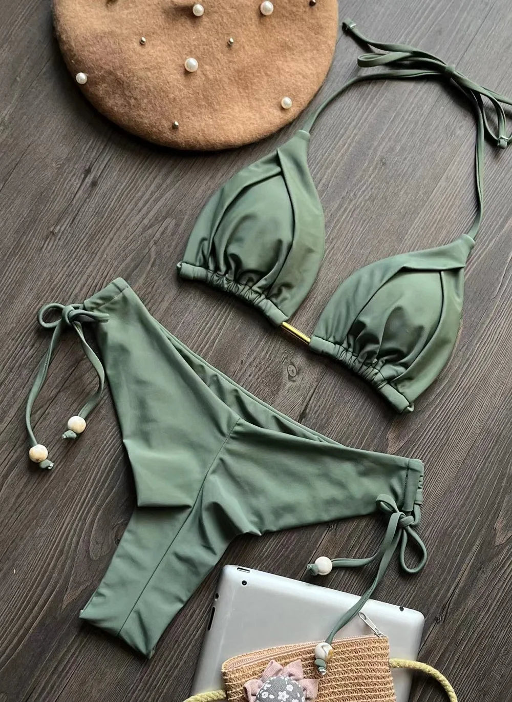 Bikini Femme Triangle Brésilien Push-Up – 13 Coloris | Maillot de Bain 2 Pièces Sexy Plage Été
