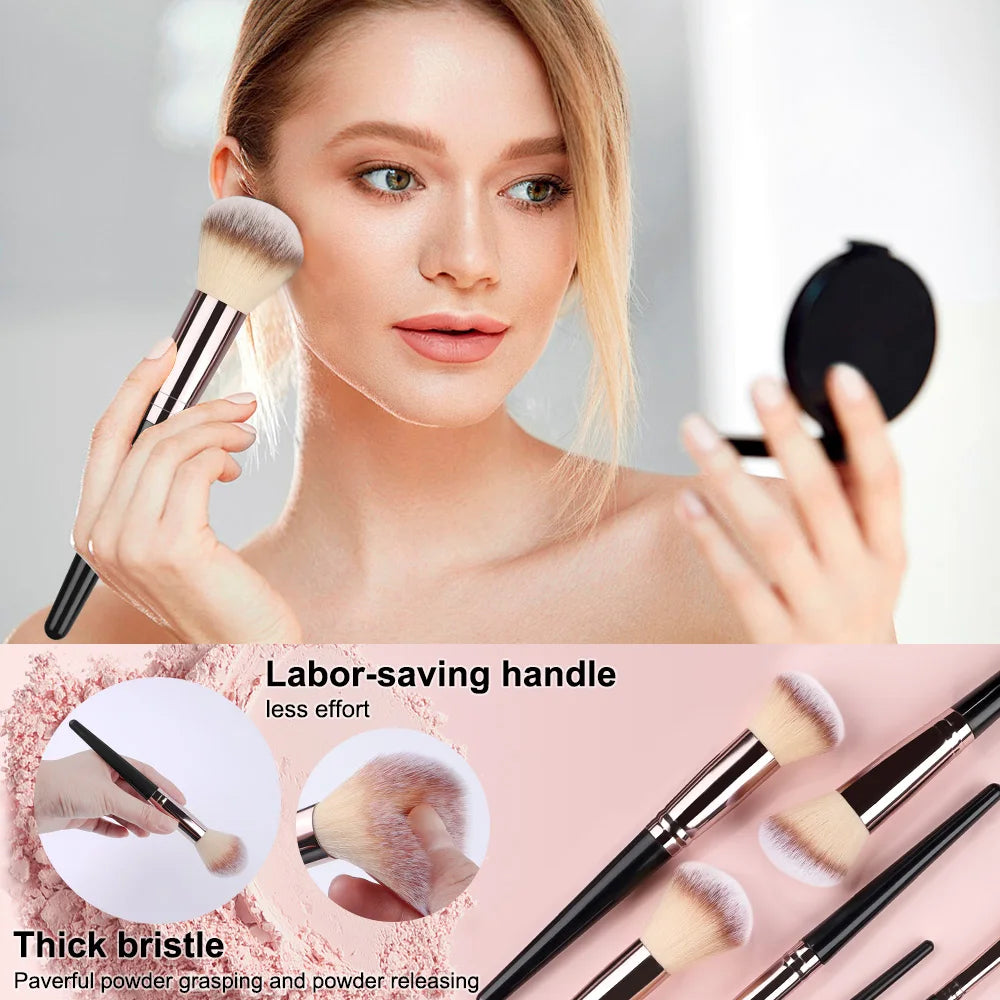 Set de Pinceaux de Maquillage Professionnel – Fond de Teint, Fard à Paupières, Correcteur & Blush | Doux & Soyeux
