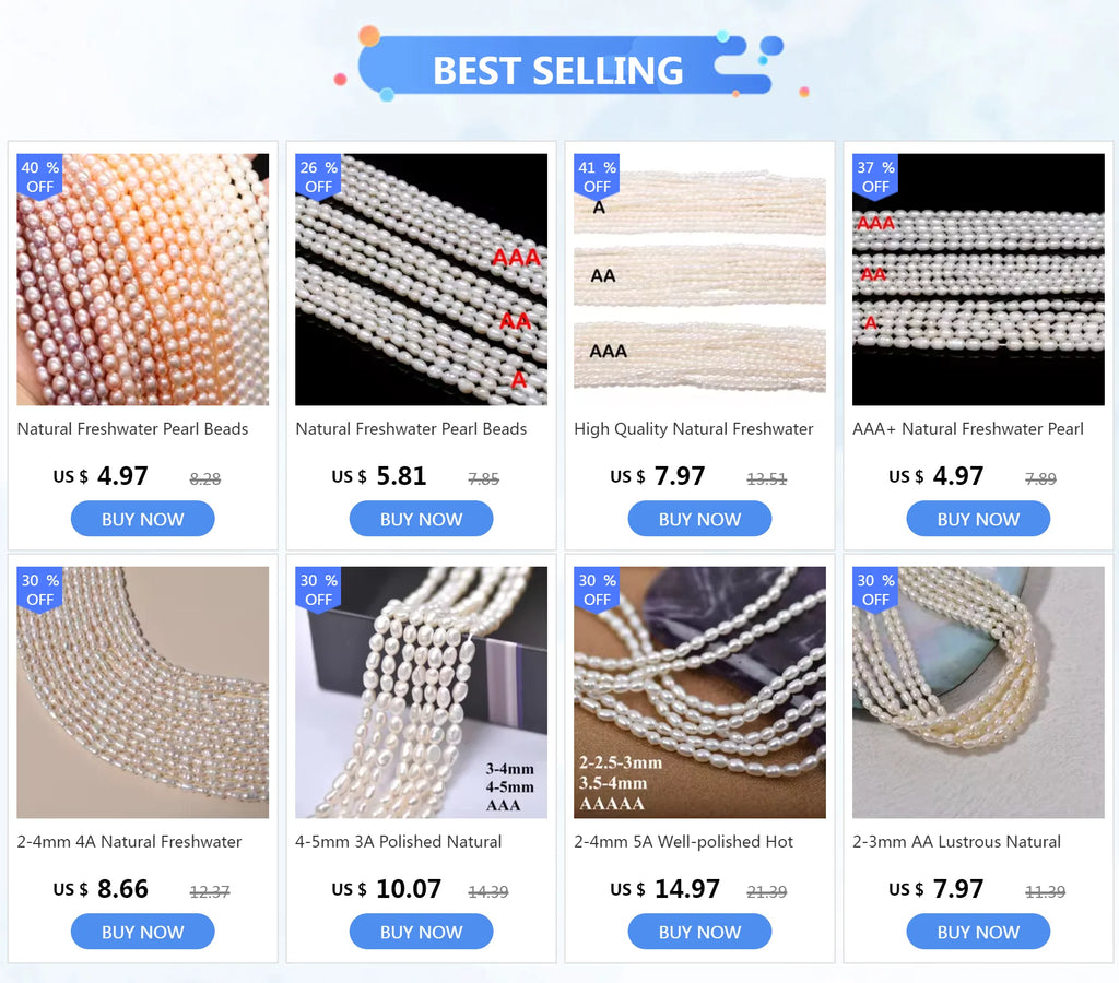 Perles Nacrées Naturelles d'Eau Douce Forme Riz Percées – Perles Vrac DIY | Collier, Bracelet & Bijoux Fait Main | Qualité Premium