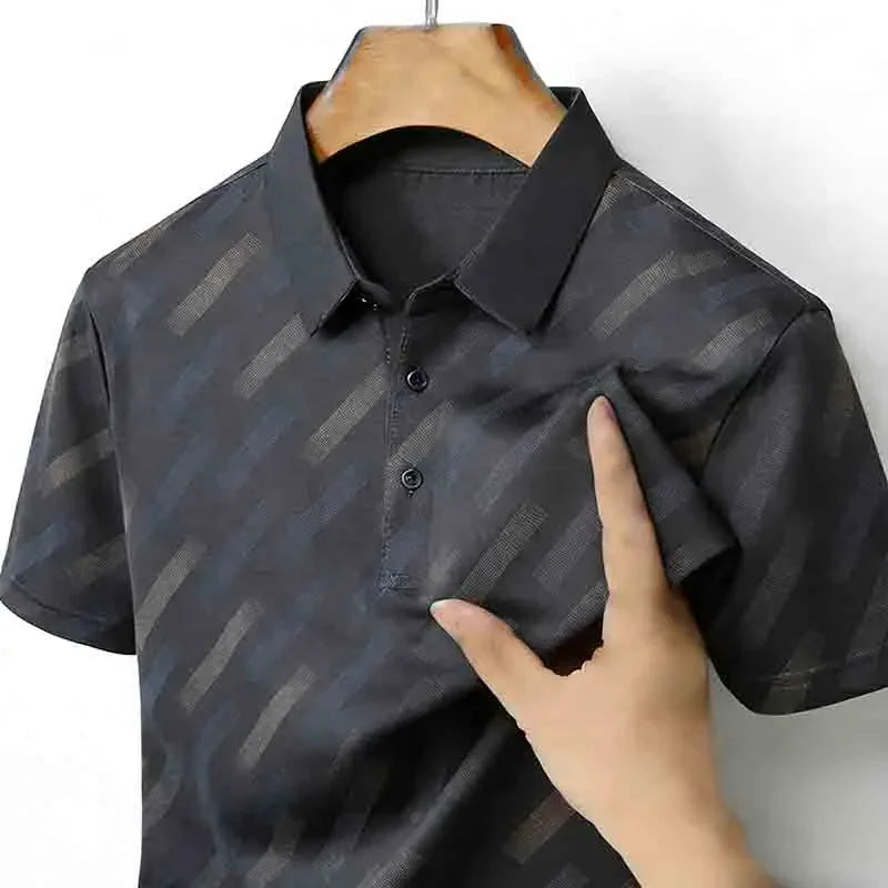 Polo Homme Fashion Manches Courtes Col Revers Rayures Diagonales Imprimé Casual Business Golf Tendance Élégant – Polo Premium Rayures | Mode Homme Business Premium