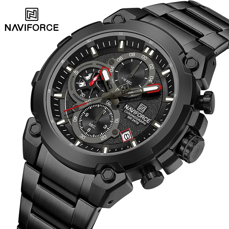 Montre Homme NAVIFORCE Chronographe Sport Militaire Calendrier Quartz – Étanche Fashion