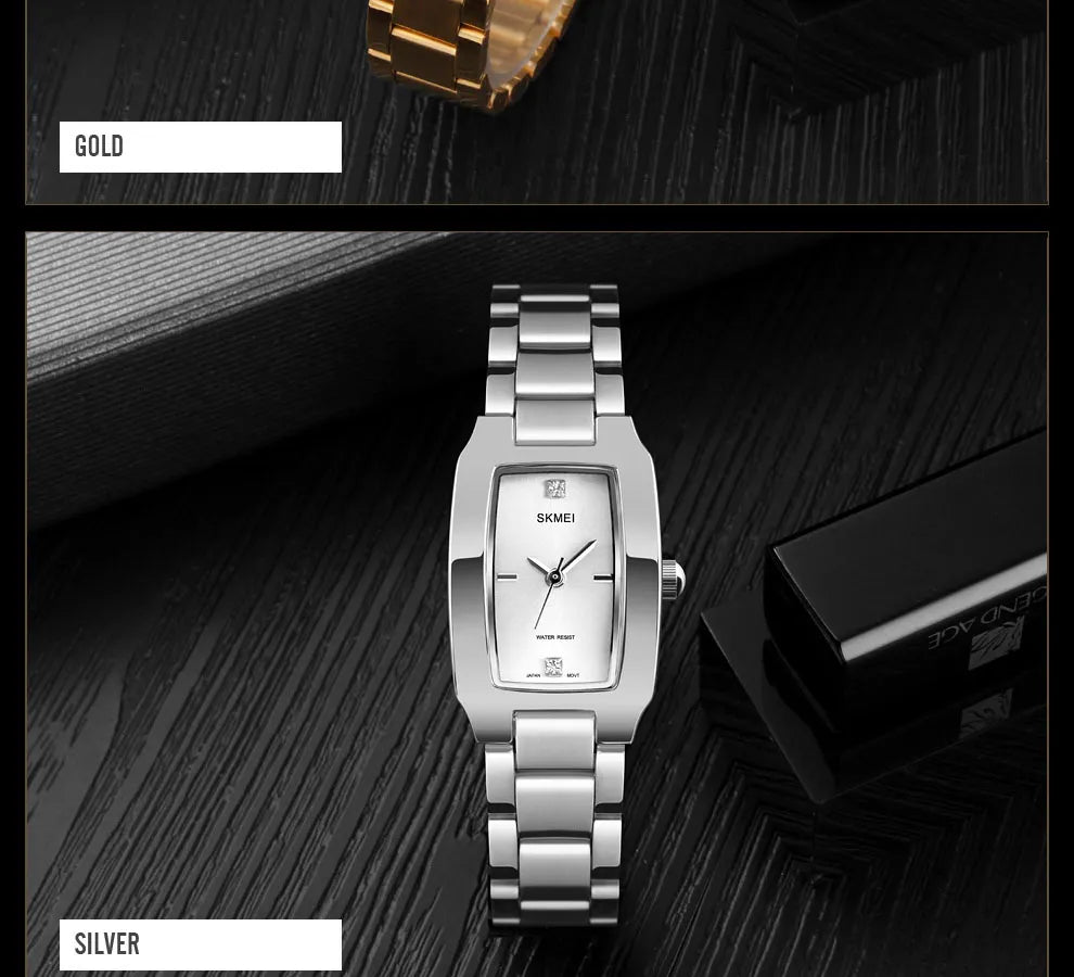 SKMEI Damen Luxusuhr Strass Silber Quarz Wasserdicht – Fein & Elegant Fashion Casual