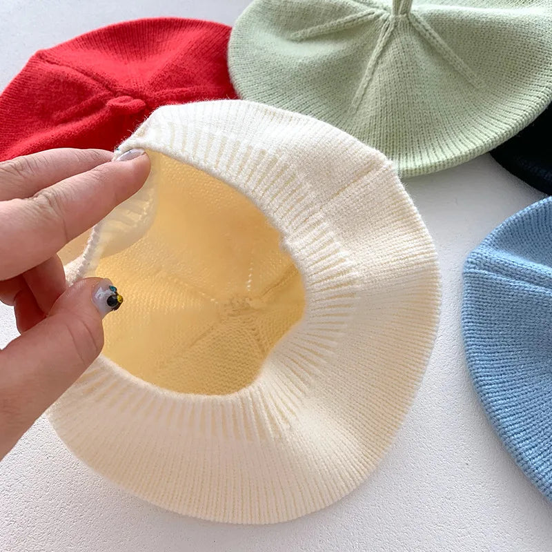 Strickmütze für Kinder in Unifarben – Warme Malerbeanie für Herbst und Winter, für Mädchen und Jungen, im Trend