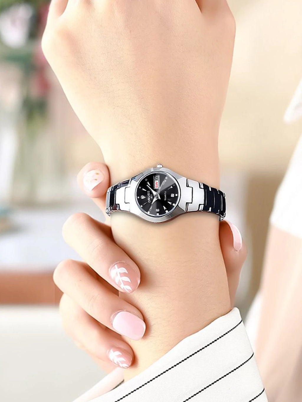 ORUSS Damen Armbanduhr Business Casual Luxus Edelstahl Quarz Datum Tag Wasserdicht 30M – Elegant Fashion