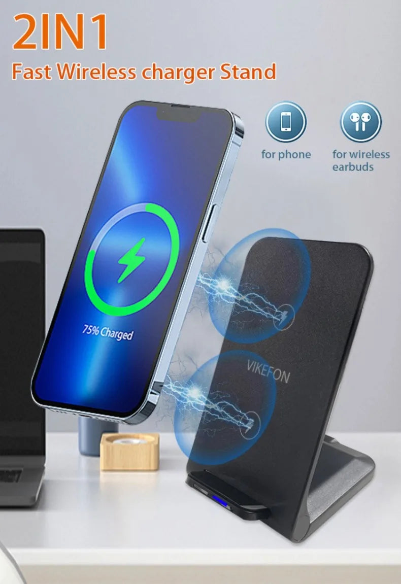 Chargeur Sans Fil 30W Pliable Stand – iPhone 14 13 12 11 Samsung S21 S20 Charge Rapide