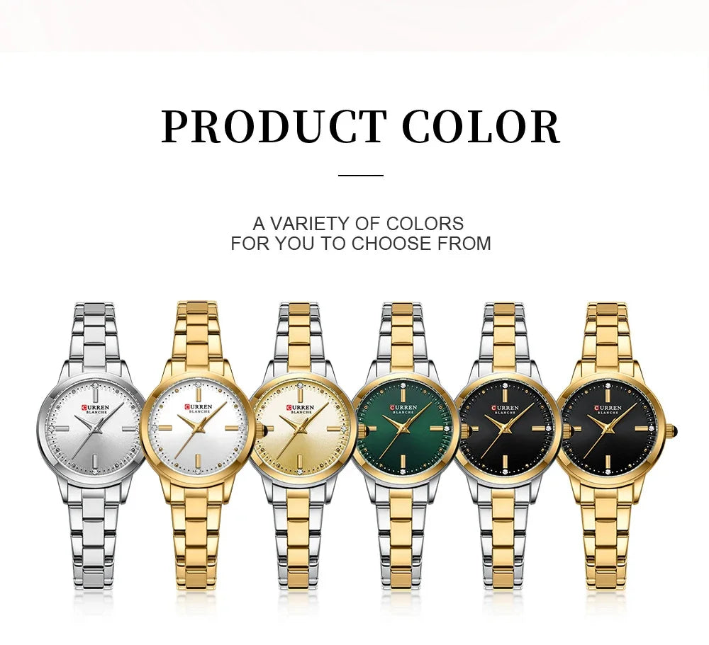 Montre Femme Luxe CURREN Dorée Quartz Acier Inoxydable – Étanche Élégante Minimaliste
