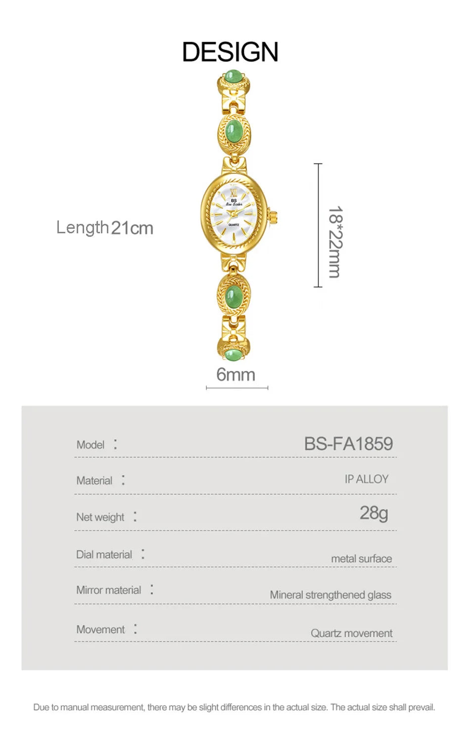 Montre Femme Luxe Jade Bracelet Quartz Dorée – Élégante Fashion Cadeau Idéal