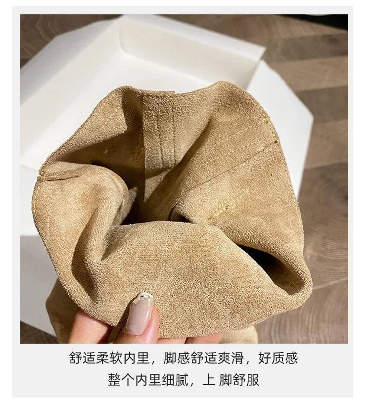 Bottes Cowboy Femme Marron Vintage Boucle Métal 2024 – Talon Carré Longues Knight Fashion