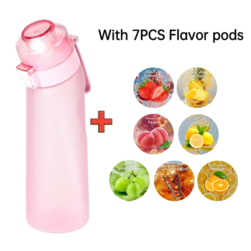 Gourde Aromatisée LUSQI Air + 7 Anneaux Saveurs Inclus – Tritan Sans BPA | Paille Sport & Fitness | Hydratation Savoureuse Outdoor