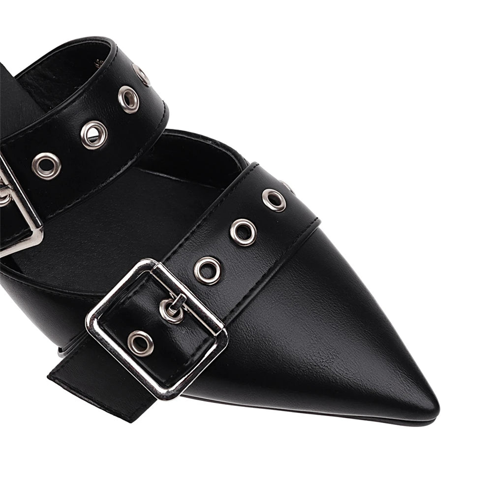 Sandales Gladiateur Talon Fin Ankle Strap Femme 2025 – Bout Pointu Boucle Fête Printemps
