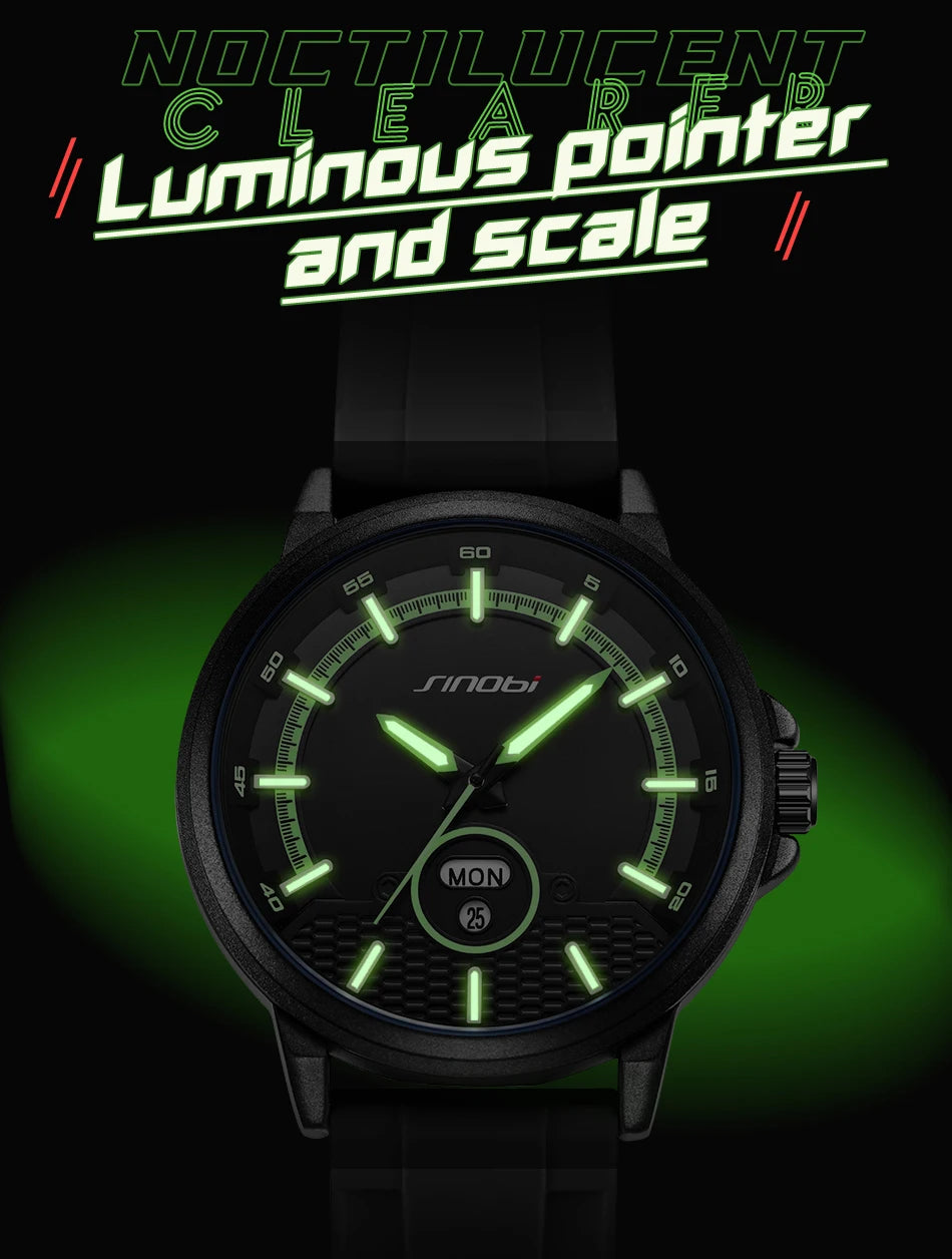 Montre Homme SINOBI Sport Quartz – Calendrier Semaine Fashion Top Brand Cadeau