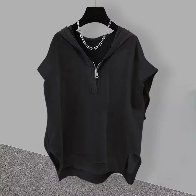 Débardeur Homme Zippé À Capuche Sans Manches Korean Fashion Y2K Streetwear Casual Hip Hop Été Tendance Confortable – Vest Zippé Premium Urban | Mode Homme Streetwear Premium