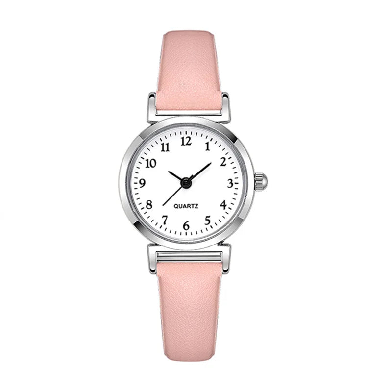 Montre Femme Simple Ronde Quartz Bracelet Cuir – Élégante Minimaliste Cadeau