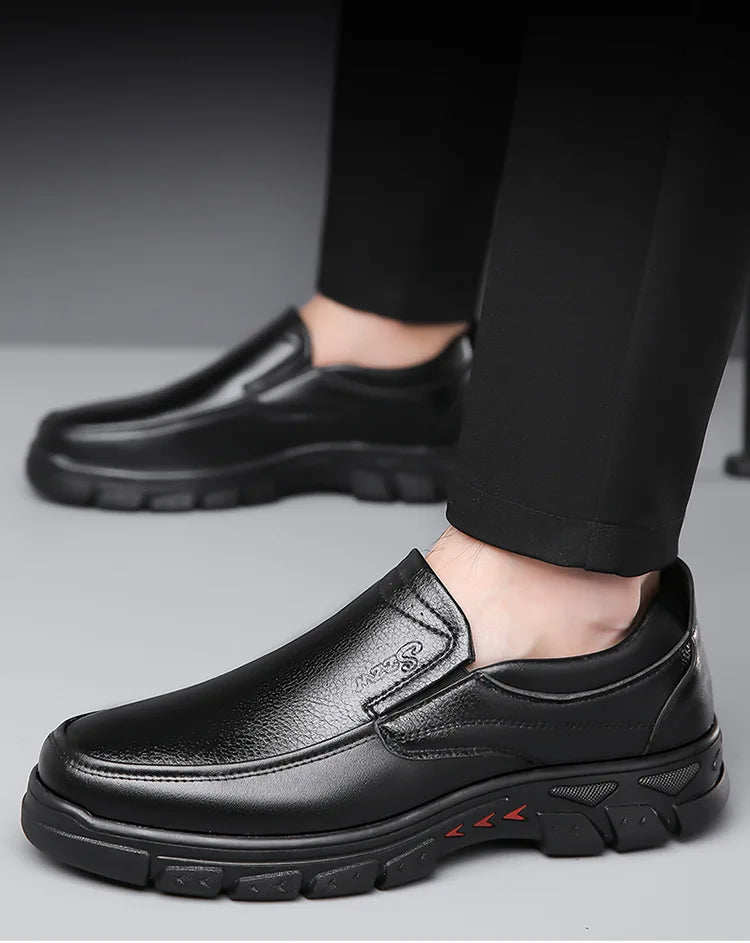 Mocassins Cuir Noir Homme Grande Taille – Chaussures Dress Designer Semelle Douce Printemps