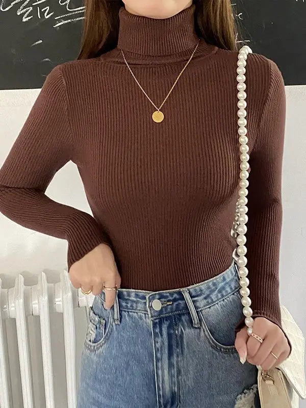 Pull Col Roulé Cachemire Ultra-Doux Femme - Tricot Basique Chic Automne Hiver | Heliar