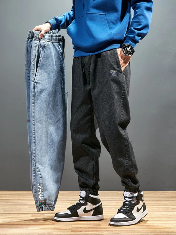 Jean Jogger Homme Grande Taille 6XL 7XL 8XL Streetwear Noir Bleu Cargo Denim Élastique Coton Taper Baggy – Casual Tendance | Mode Homme XXL