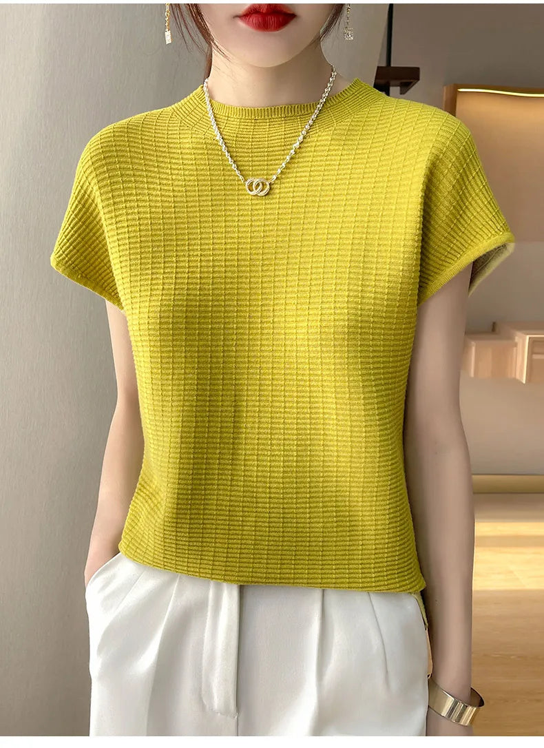 T-Shirt Femme Oversize Col Rond Uni Manches Courtes Doux Casual – Tee Mode Été Confortable | Basique Chic