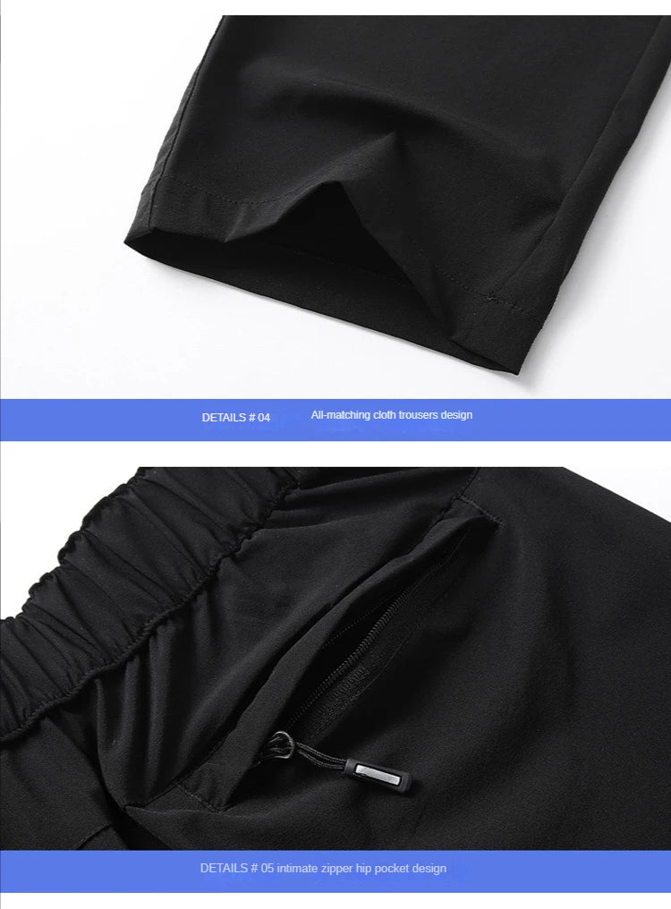 Pantalon Homme Grande Taille Soie de Glace Stretch Respirant Jambe Droite Séchage Rapide Élastique Été Confortable Léger Noir Jusqu'à 6XL – Pantalon Premium Grande Taille Soie de Glace Stretch Été | Mode Homme Grande Taille Premium