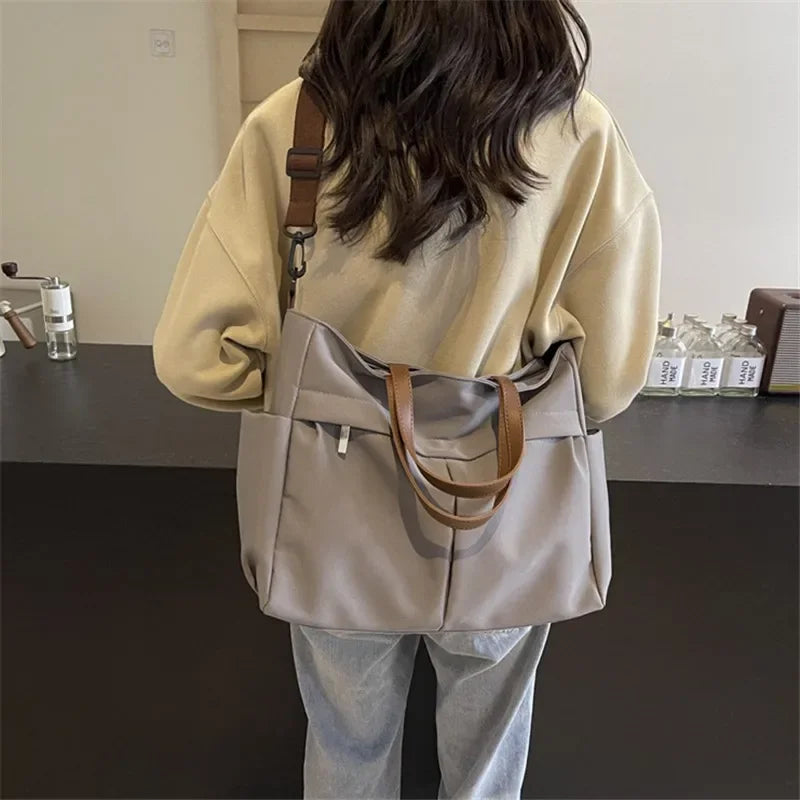 Grand Sac Cabas Nylon Femme – Tote Bag Stylish Bandoulière & Épaule | Voyage, Business, Fitness & Shopping | Léger & Résistant