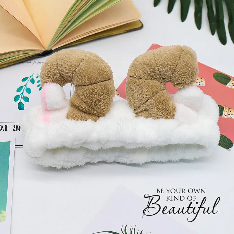 Bandeau Maquillage Oreilles de Lapin Coral Fleece – Élastique Doux | Soin Visage & Coiffure Fille