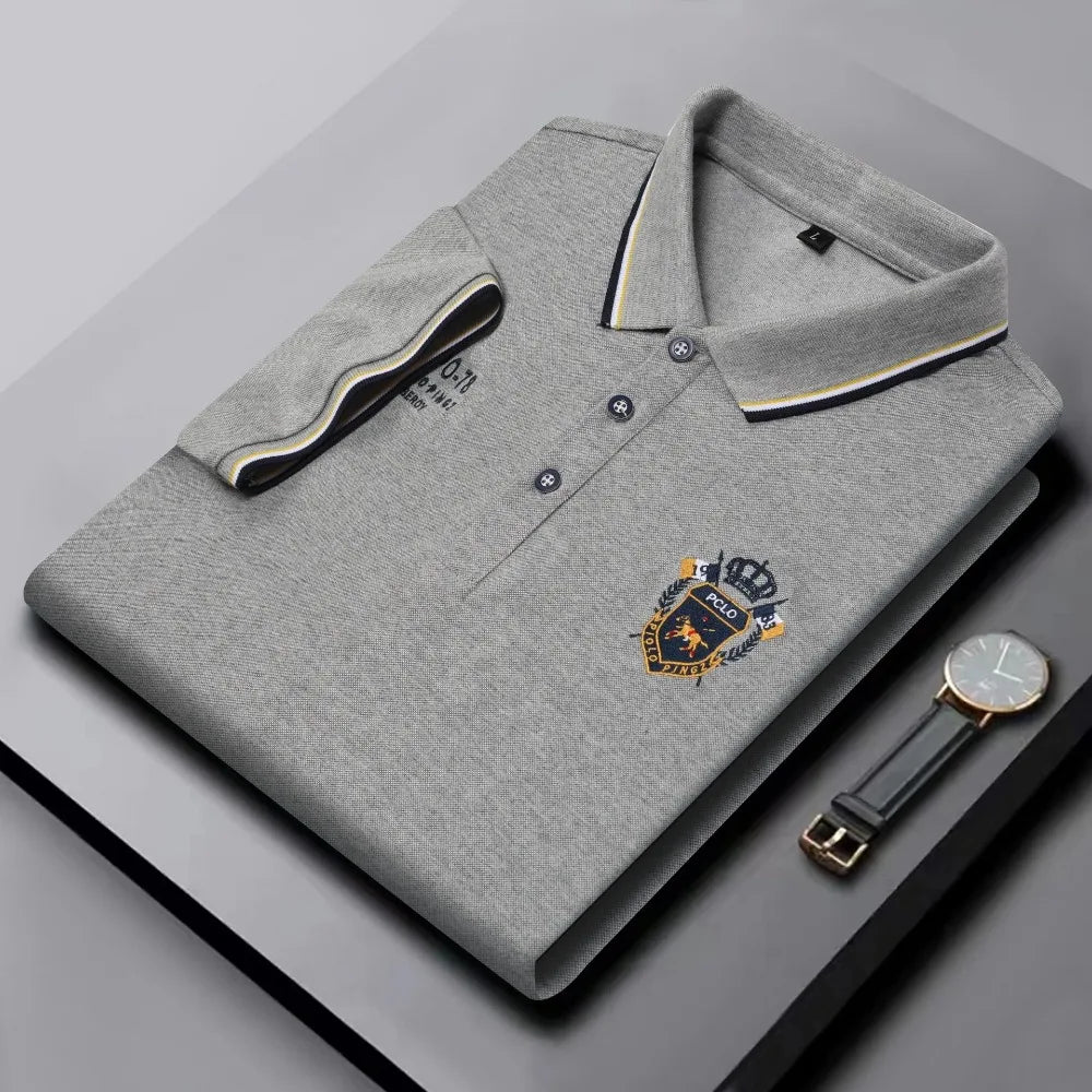 Polo Homme Manches Courtes Coton Broderie Luxe Col Revers Anti-Froissable Léger Été – Casual Élégant Premium | Mode Homme Tendance