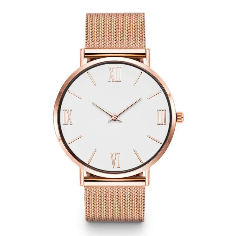 Montre Femme Luxe Quartz Analogique Bracelet Maille Métal – Simple Élégante Fashion Casual
