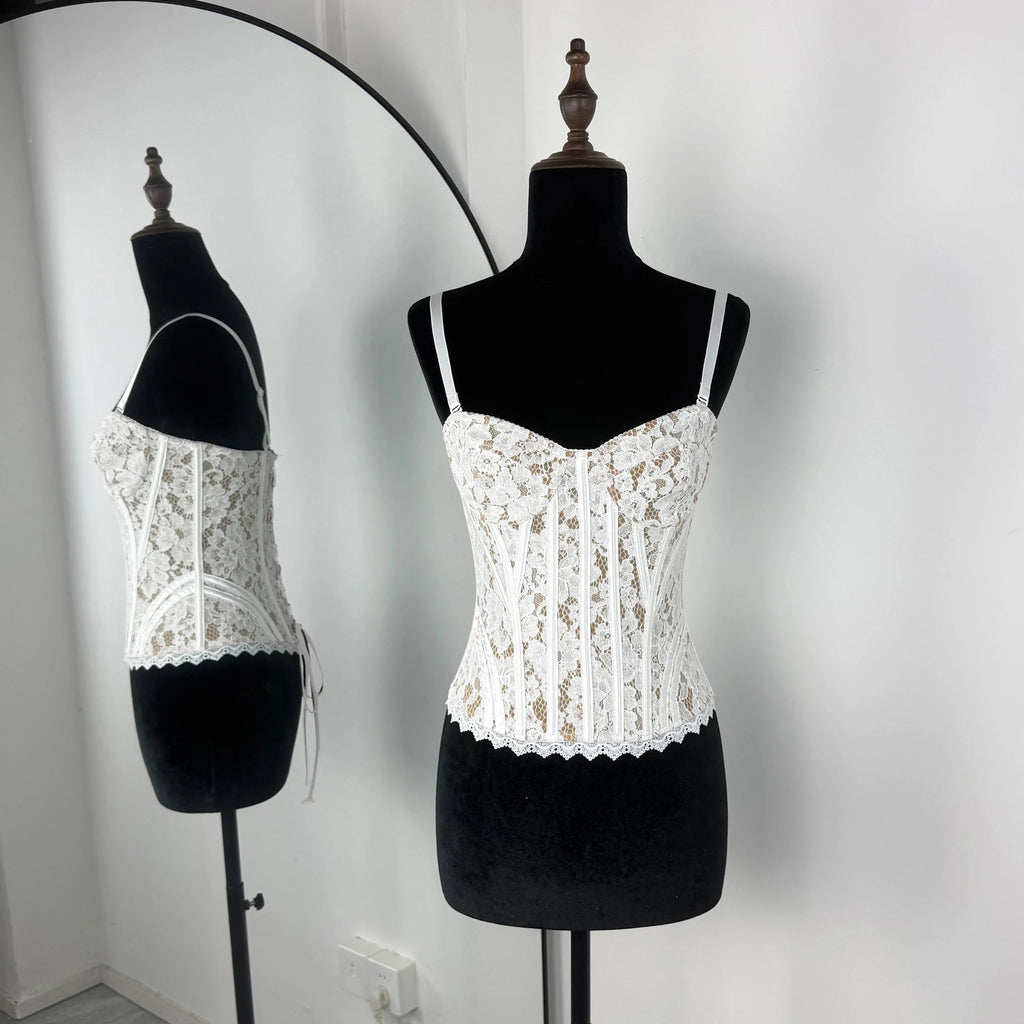 Caraco Femme Été Imprimé Dentelle Patchwork Sans Manches Laçage – Streetwear Sexy Hot Girl & Soirée