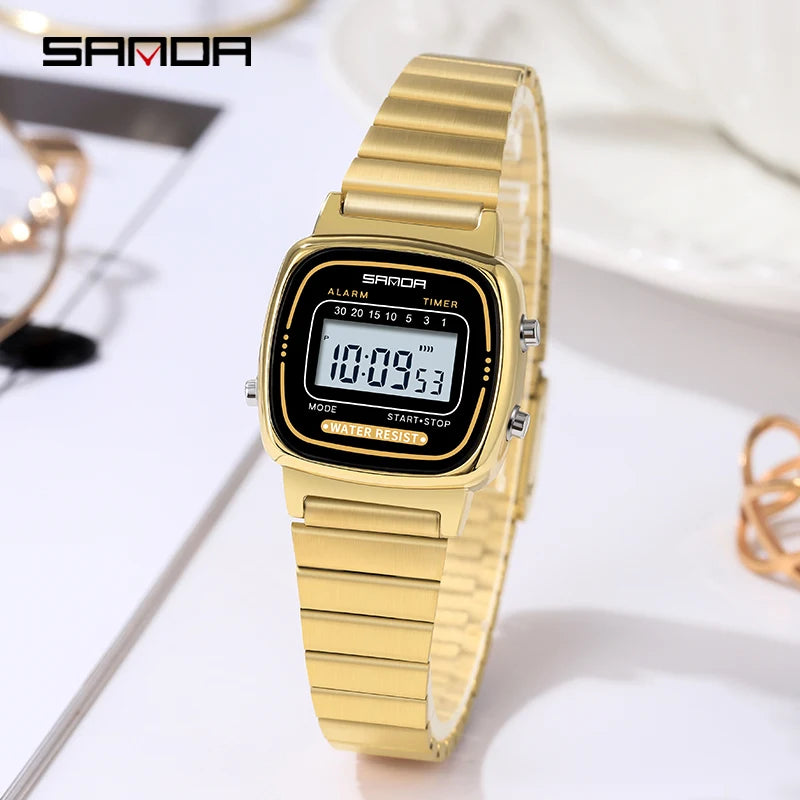 Montre Femme Luxe SANDA Dorée Quartz Classique – Étanche Élégante Cadeau Fashion