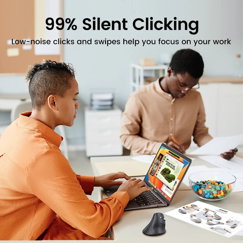 UGREEN Souris Verticale Ergonomique Sans Fil – Bluetooth 5.0 & 2.4G, 4000 DPI, 6 Boutons Silencieux | MacBook, PC & Tablette